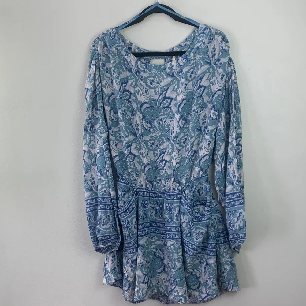 Free People Silver Sun Floral Blouson Dress